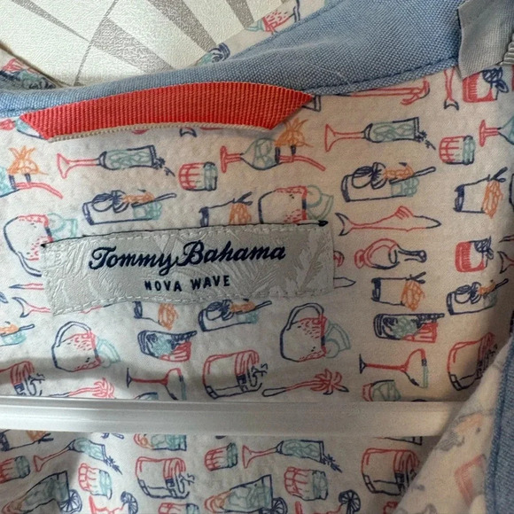 Tommy Bahama Men’s Button Up Shirt  White Nova Wave Cocktail Drinks Print XXL‎ - Picture 4 of 7